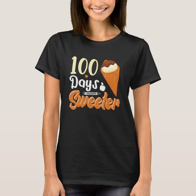 Camiseta Sorvete Cone 100 Dias De Professores Raparigas B (Frente)