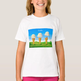 Camiseta Sorvete Cone, Balão de Ar Quente Whimsical, Nome