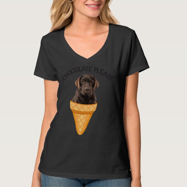 Camiseta Sorvete Cone Chocolate Labrador Retriever Cachorro (Frente)
