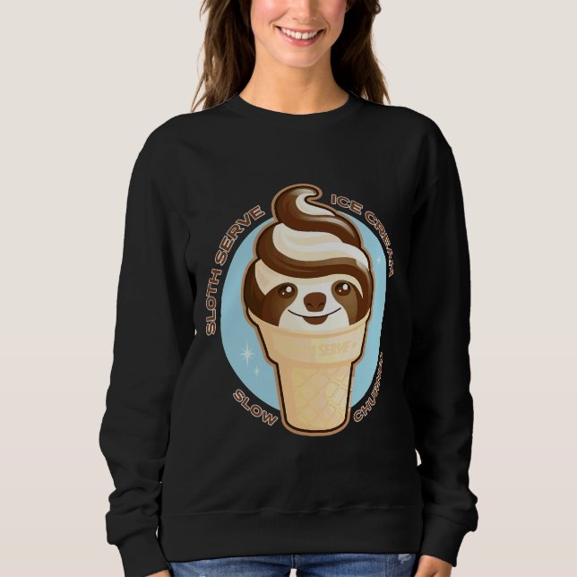 Camiseta Sorvete Cone Sloth Pun Relaxado Ajustado (Frente)