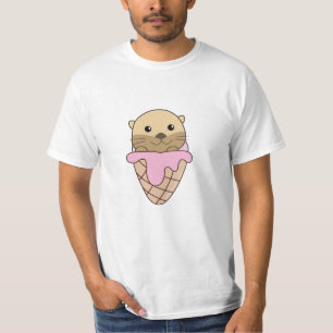 Camiseta Sorvete Cor-de-rosa Ouro Waffle Animais Doce Peixe