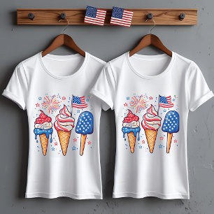Camiseta sorvete de 4 de julho Camisa-T feminina