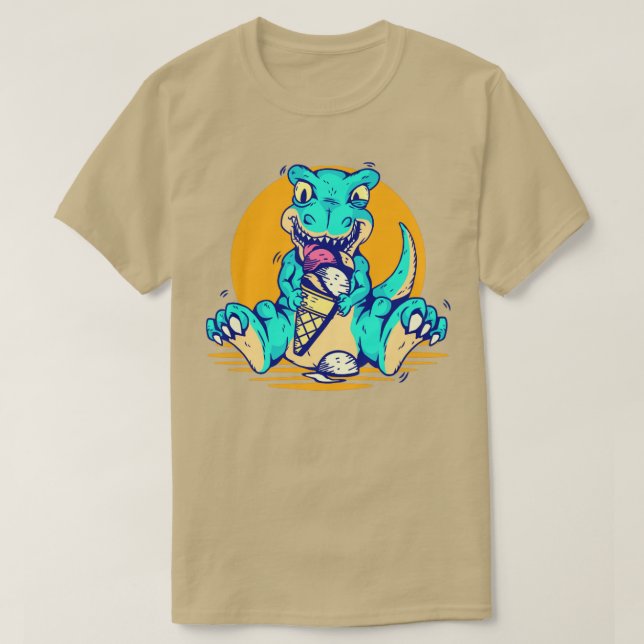 Camiseta Sorvete De Alimentação De Dinossauro Cujo Fato É R (Frente do Design)