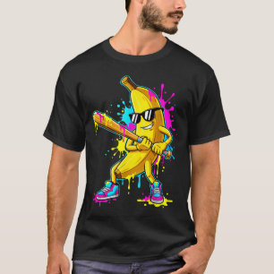 Camiseta Sorvete de Banana Engraçado de Beisebol para Crian