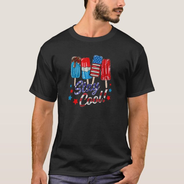 Camiseta Sorvete De Bandeira Dos Eua Patriótico Americano 4 (Frente)