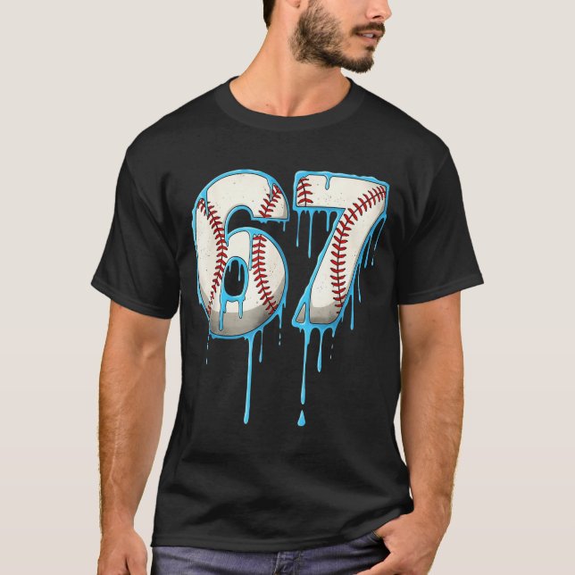Camiseta Sorvete de Beisebol Drip 67 Seis Sete Meme Número  (Frente)