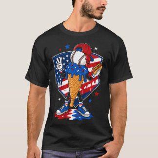 Camiseta Sorvete de Beisebol Gota Meninos Juventude Bandeir