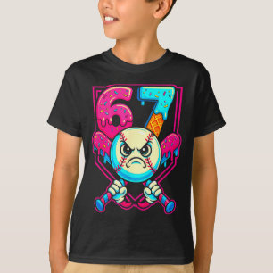 Camiseta Sorvete de Beisebol Gotejante Número 67 Seis Sete