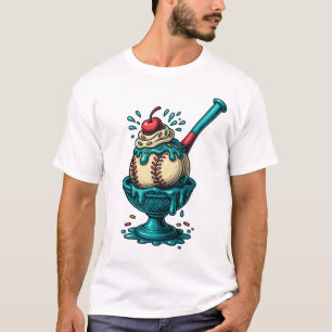 Camiseta Sorvete de beisebol Sundae Engraçado Design Esport