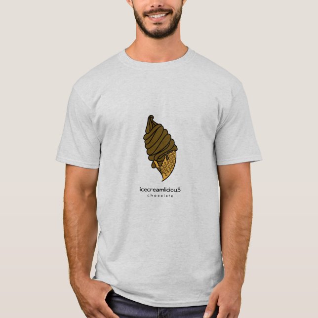Camiseta Sorvete de Chocolate Castanho Cone icecreamliciou  (Frente)