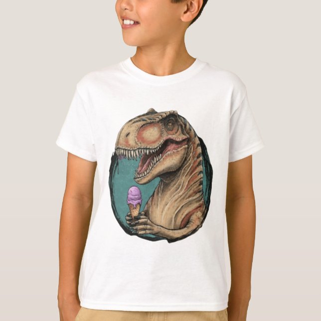 Camiseta Sorvete de comer dinossauro trêx (Frente)