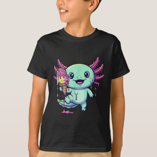 Camiseta Sorvete De Comida De Eixolotl Giro De Kawaii Funn