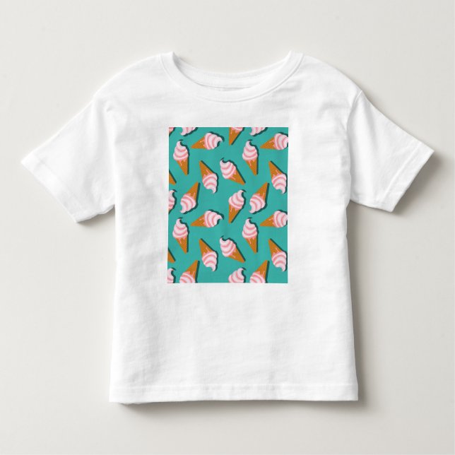 Camiseta Sorvete de cones de waffle e padrão de iogurte con (Frente)
