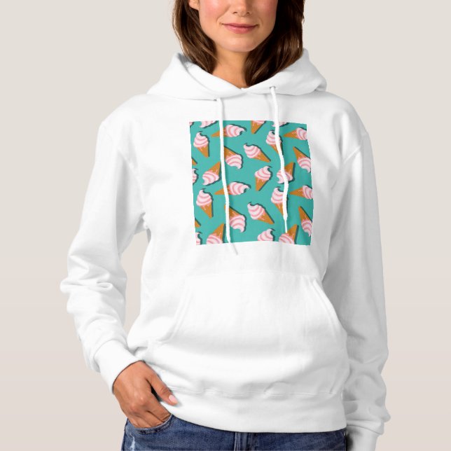 Camiseta Sorvete de cones de waffle e padrão de iogurte con (Frente)