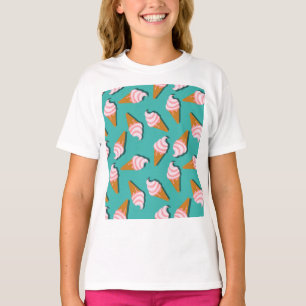 Camiseta Sorvete de cones de waffle e padrão de iogurte con