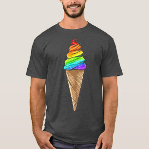 Camiseta Sorvete de cor arco-íris Cone Orgulho gay Mês LGBT