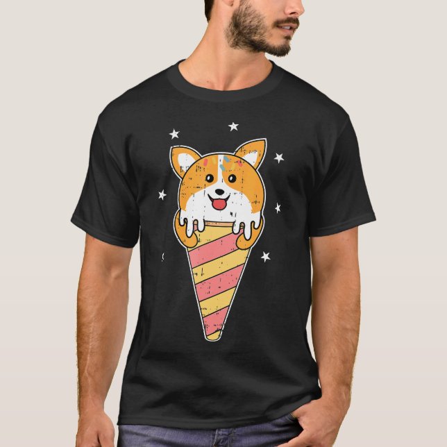 Camiseta Sorvete de Corgi Derretendo Cone Cute Pet Hallowee (Frente)
