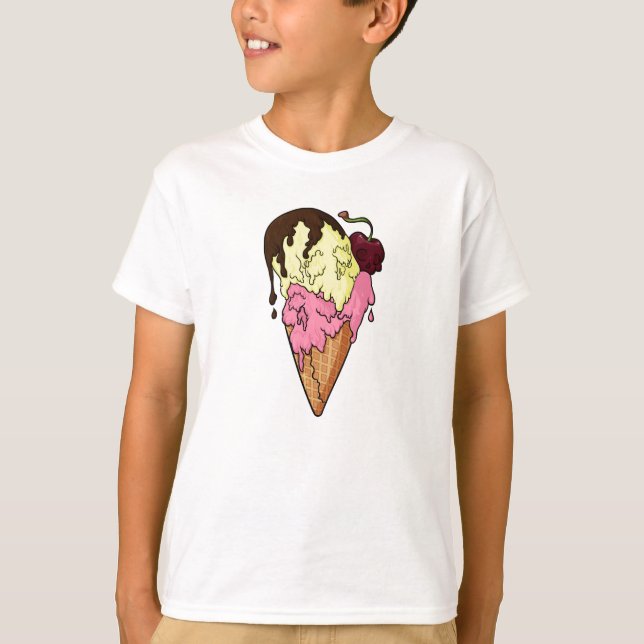 Camiseta Sorvete de crânio de banana e morango doce (Frente)