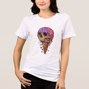 Camiseta Sorvete de Crânio Derretendo no Halloween