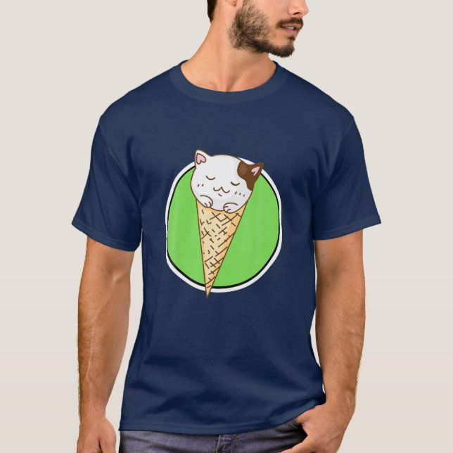 Camiseta Sorvete de Gato Kawaii Cute (Frente)