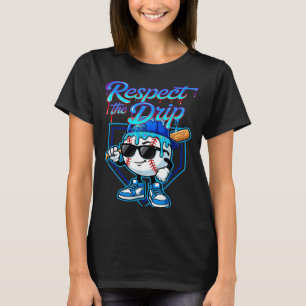 Camiseta Sorvete de Gotejamento de Beisebol Respeite a Gota