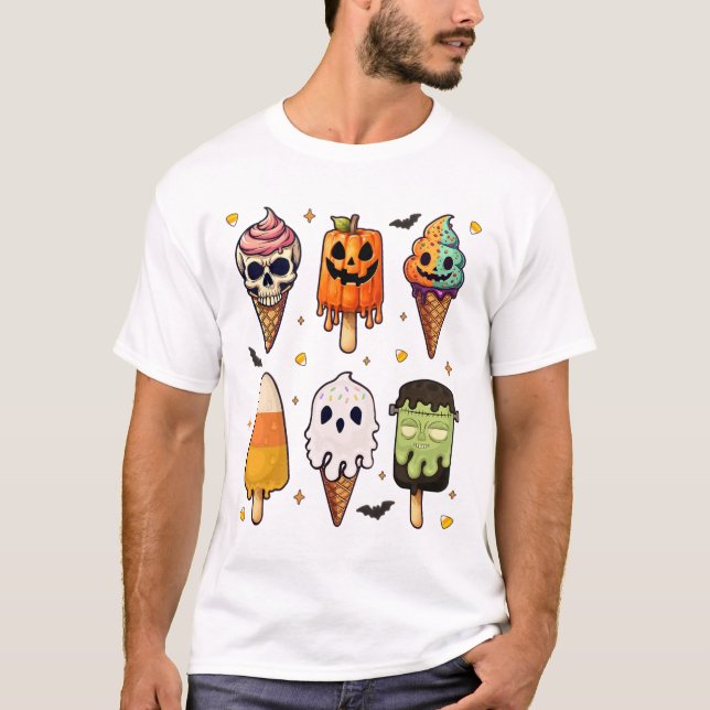Camiseta Sorvete de Halloween dos Filmes de terror (Frente)