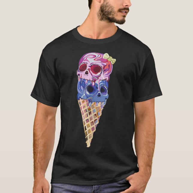 Camiseta Sorvete De Mau De Pastel Gelato Gótico Num Waff (Frente)