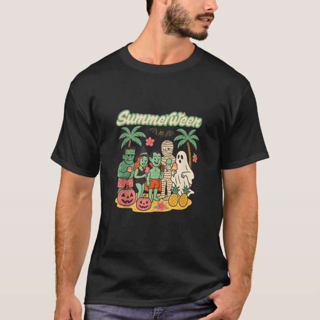 Camiseta Sorvete de Monstros da Praia no Summerween Abóbora (Frente)