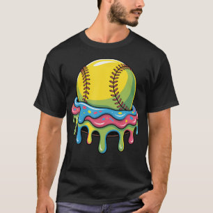 Camiseta Sorvete de Softbol Estilo Drip Para Meninas Mulher