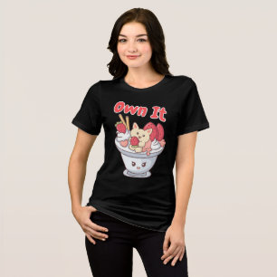 Camiseta Sorvete de ti próprio com Kawaii Cat e morangos