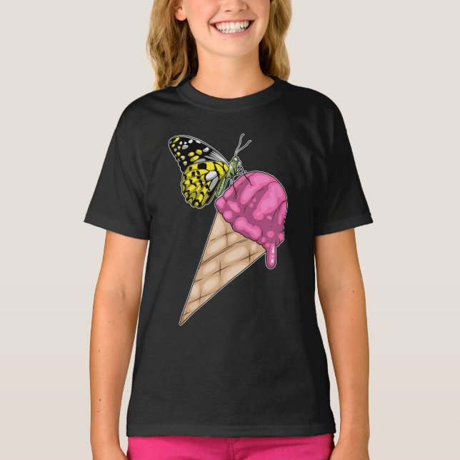 Camiseta Sorvete de Waffle da Borboleta (Frente)
