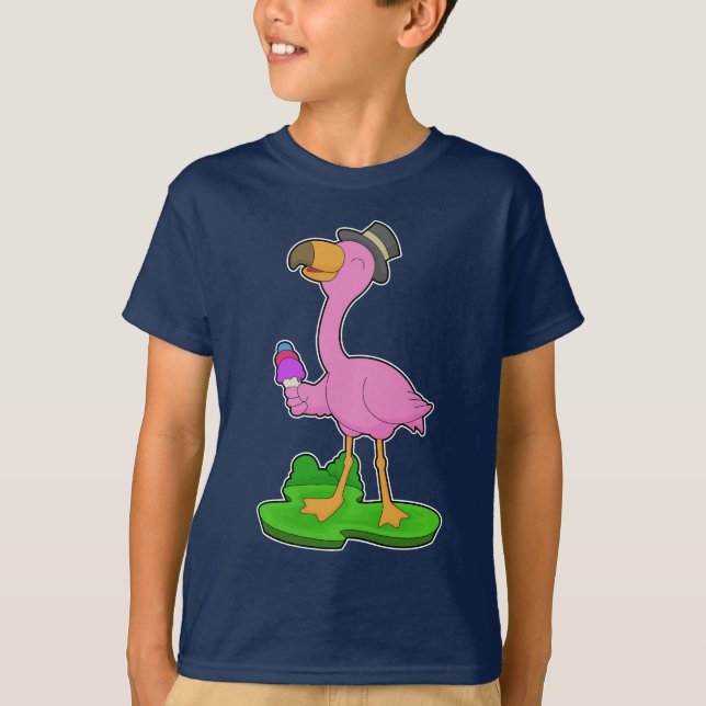 Camiseta Sorvete de waffle de flamingo (Frente)
