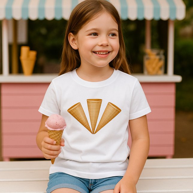 Camiseta Sorvete de Waffle Triple - Sobremesa de Verão (Criador carregado)