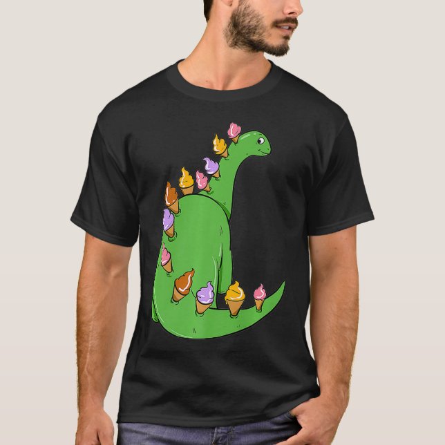 Camiseta Sorvete Dinossaur Brontosaurus Delicious Snack Pr (Frente)
