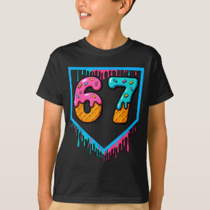 Camiseta Sorvete Divertido Gotejante 67 Número 6-7 6 7 Beis