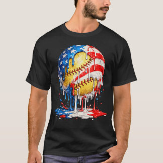 Camiseta Sorvete Drip Softbol Bandeira Americana 4 De