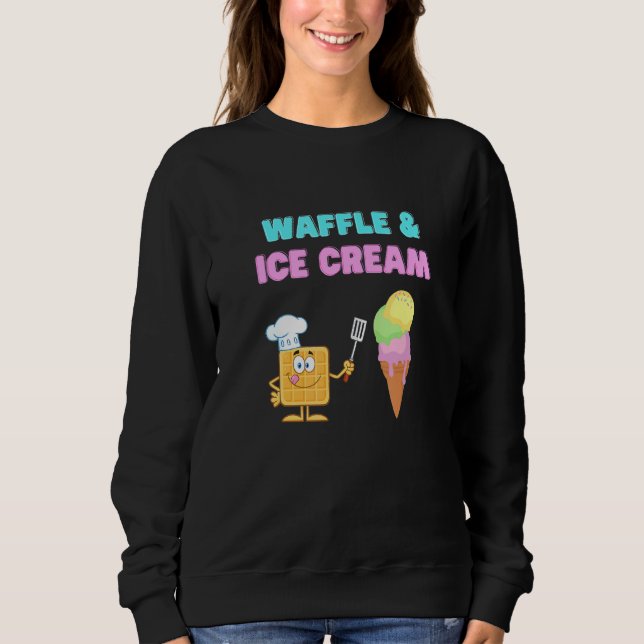 Camiseta Sorvete E Design De Waffle (Frente)