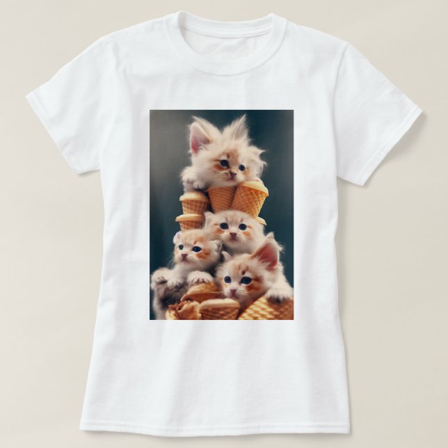 Camiseta sorvete e gatinhos (Frente do Design)