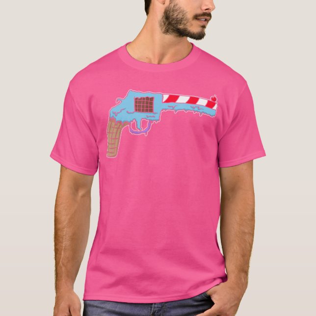 Camiseta Sorvete Engraçado Arma de Arma de Arma de Espingar (Frente)
