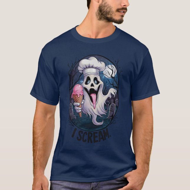 Camiseta Sorvete Fantasma do Chef Spooky Halloween Engraçad (Frente)