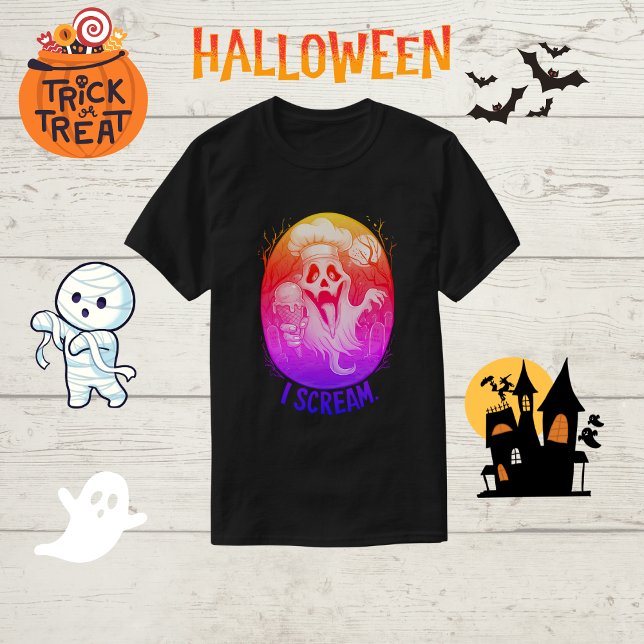 Camiseta Sorvete Fantasma do Chef Spooky Halloween Engraçad (Criador carregado)
