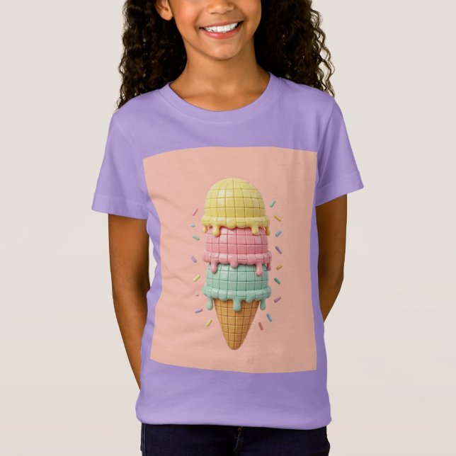 Camiseta Sorvete - fundo rosa pêssego  (Frente)
