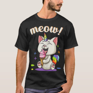Camiseta Sorvete Gato de Gato de Unicórnio Bonito Unicórnio