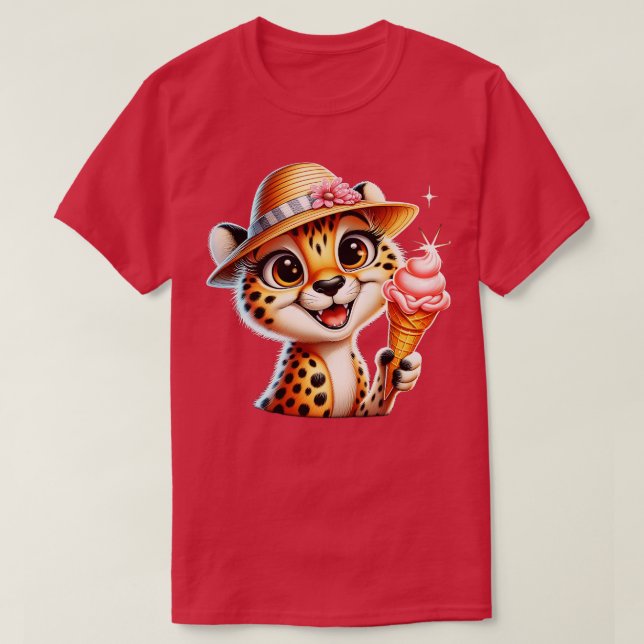 Camiseta Sorvete-leopardo-da-gueparda-branca vibes 2 (Frente do Design)