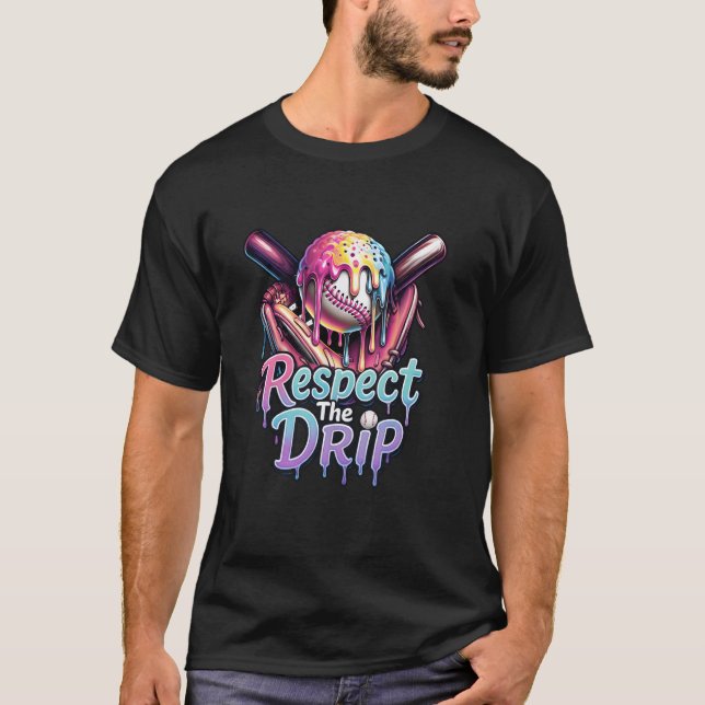 Camiseta Sorvete Macio de Esportes de Softbol Gotejante Sof (Frente)