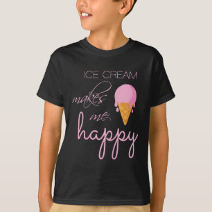 Camiseta Sorvete Me Faz Feliz Curto Verão Ameaça C