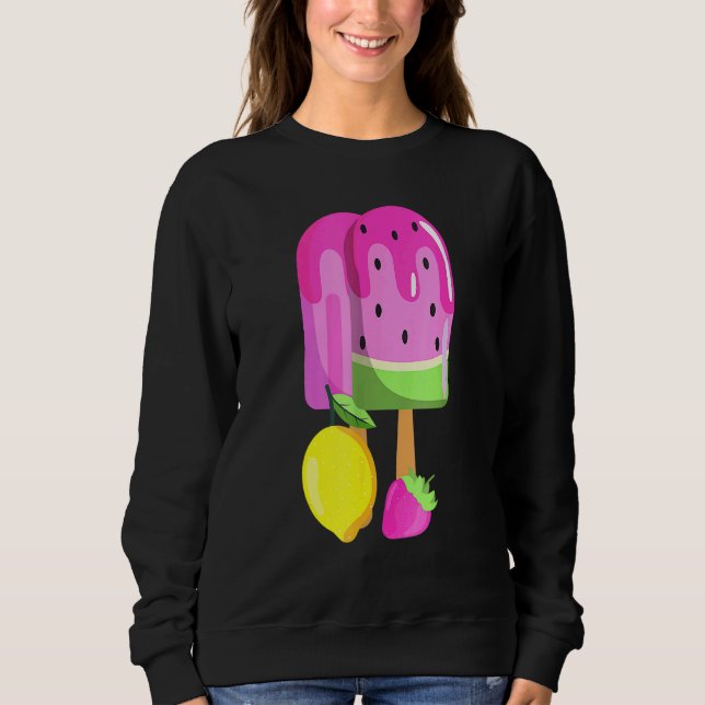 Camiseta Sorvete Melancia Morango Limão-Ice Pop rosa (Frente)