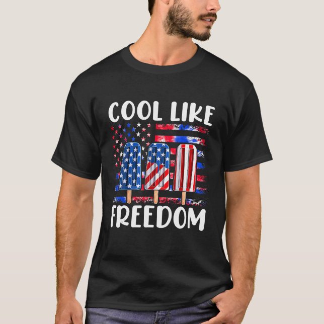 Camiseta Sorvete Patriótico Dos Eua Popsicles 4 De Julho (Frente)