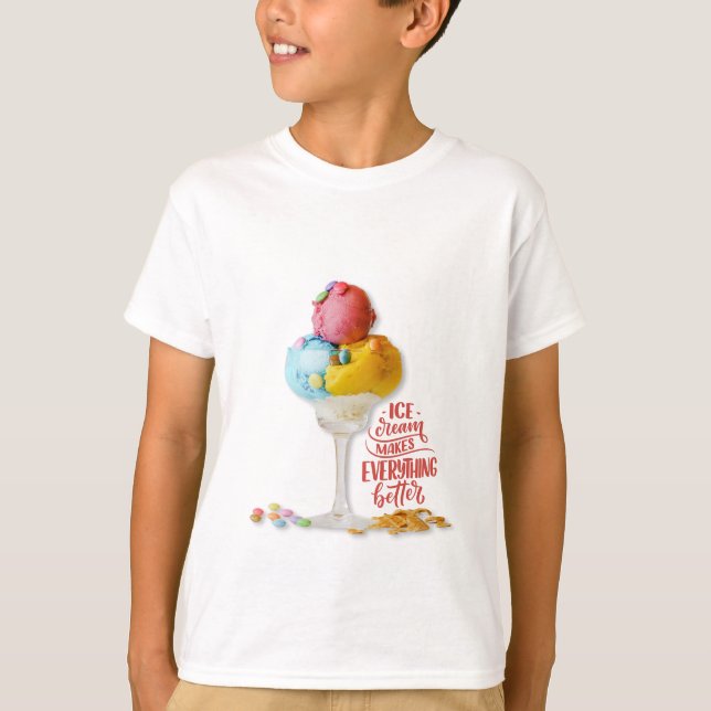 Camiseta Sorvete torna tudo melhor adolescente (Frente)