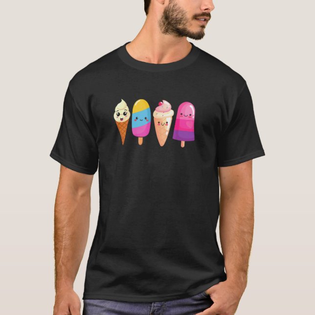 Camiseta Sorvete Verão Doce Sobremesa Mulheres (Frente)